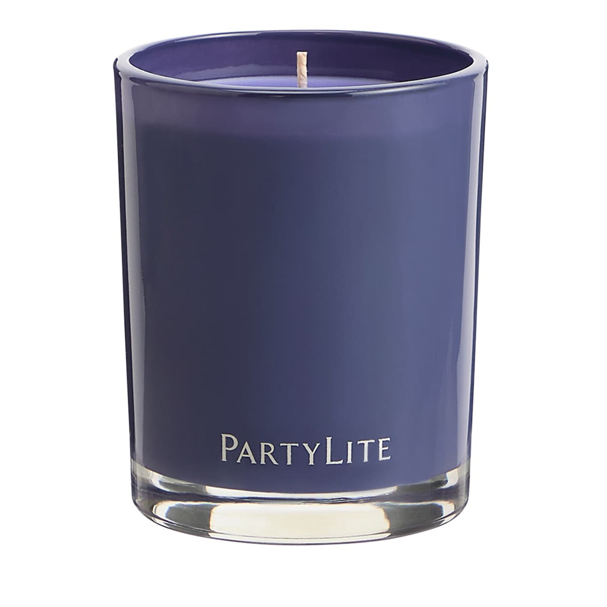 Twilight Lavender Escential Jar candle in purple color against a white background.