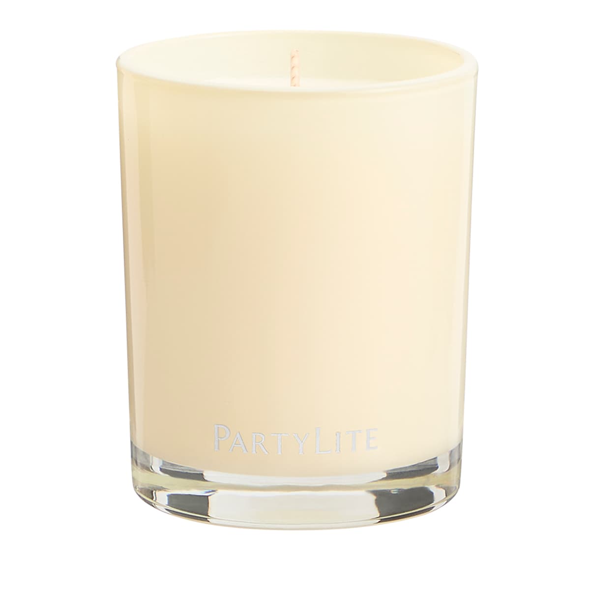 Sun-Kissed Linen Escential Jar candle in light cream color against a white background.