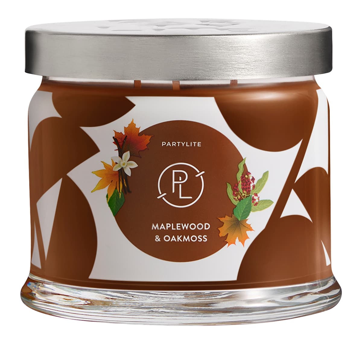 Maplewood & Oakmoss 3-wick Jar Candle against a white background.