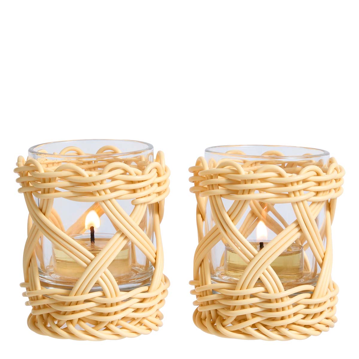 Woven Tealight/Votive Holder against a white background.