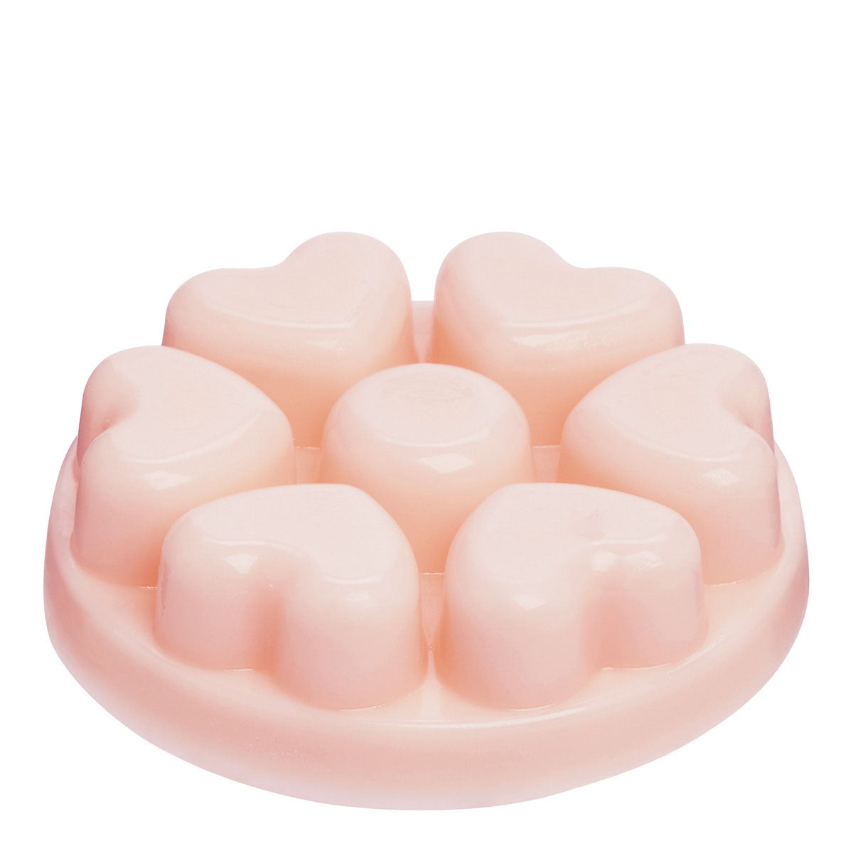 Sunset Ginger Rose heart shaped wax melts against a white background.