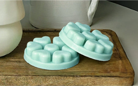 2 Heart Shaped Melts on a wooden tray