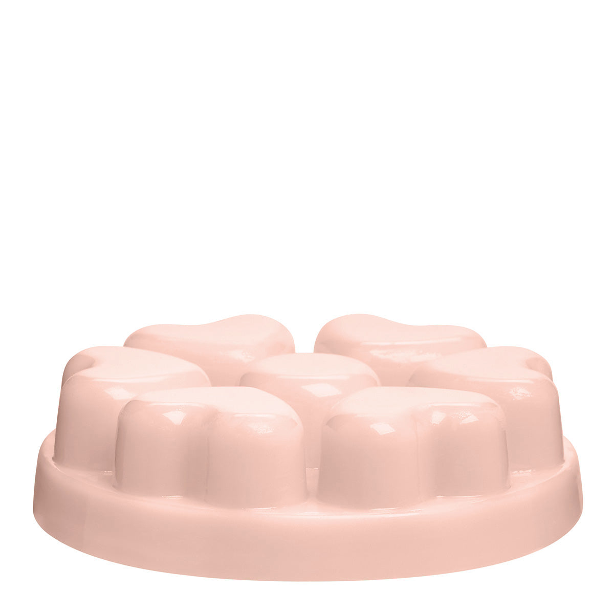 Sunset Ginger Rose heart shaped wax melts against a white background.