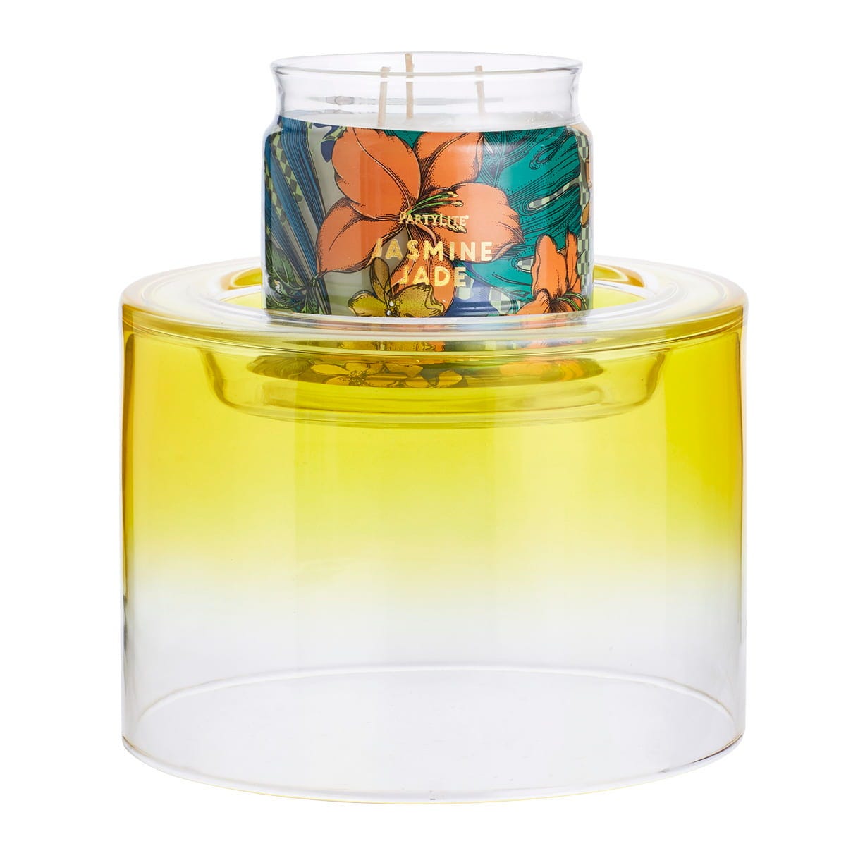 Blown Glass Yellow Ombré Jar Holder