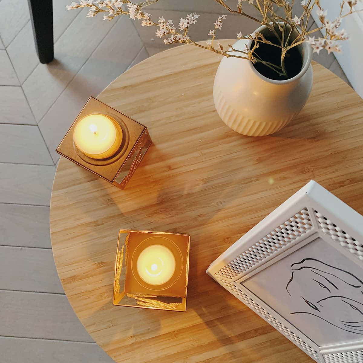 Golden Square Votive Pair