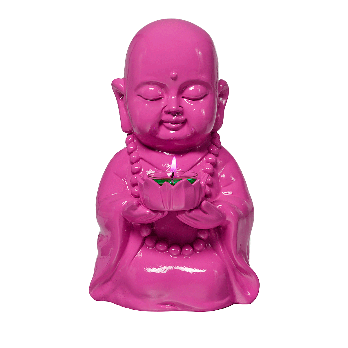 Happy Buddha Tealight Holder - Pink