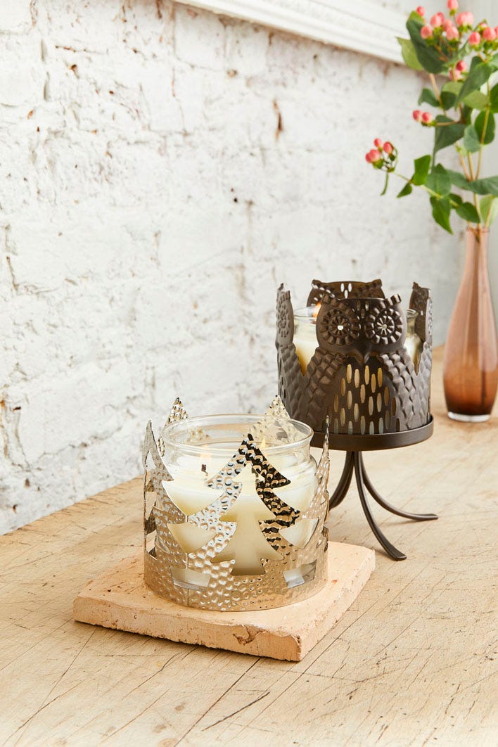 Jar Pedestal Candle Holder- Rustic Brown