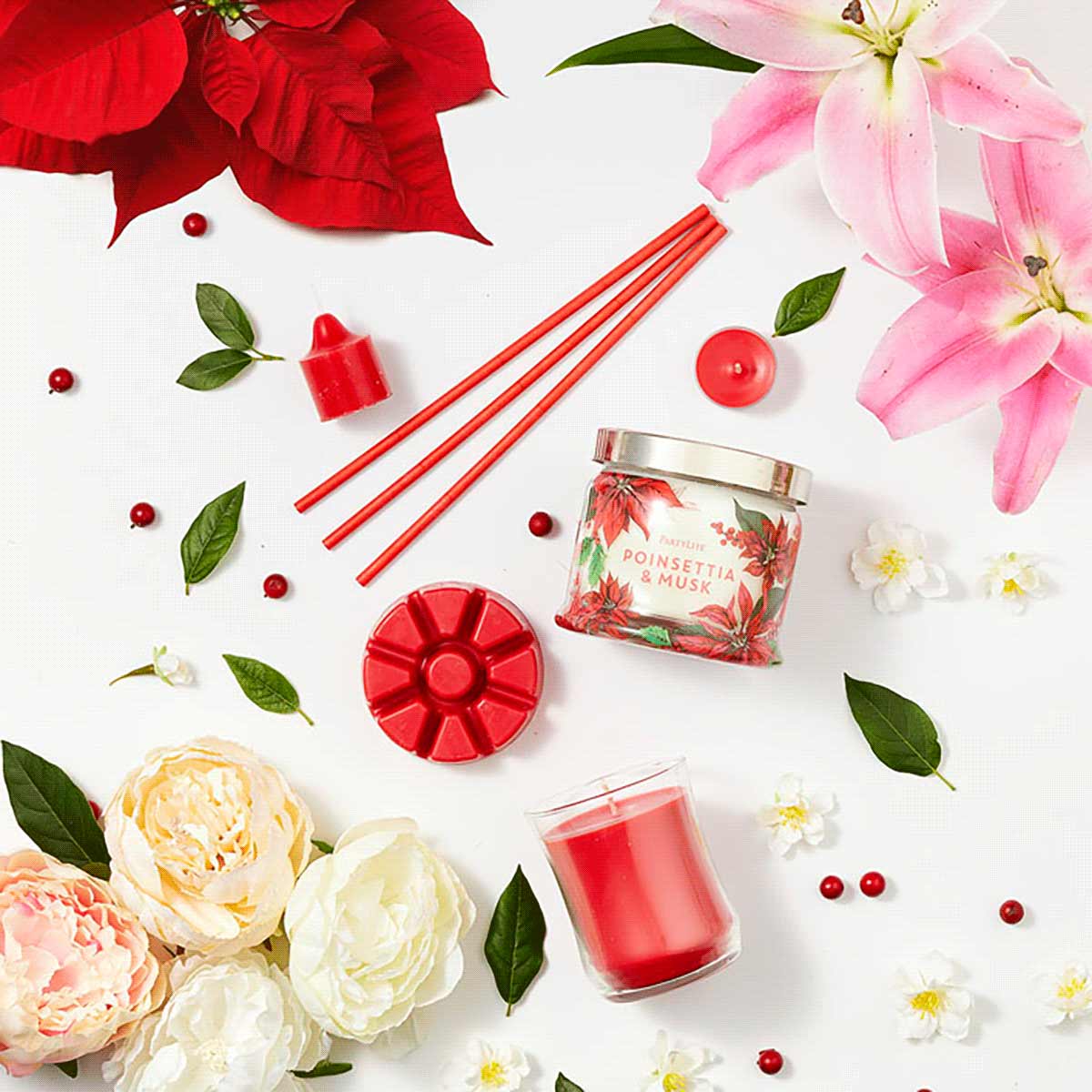 Poinsettia & Musk Escential Jar™ Scented Candle