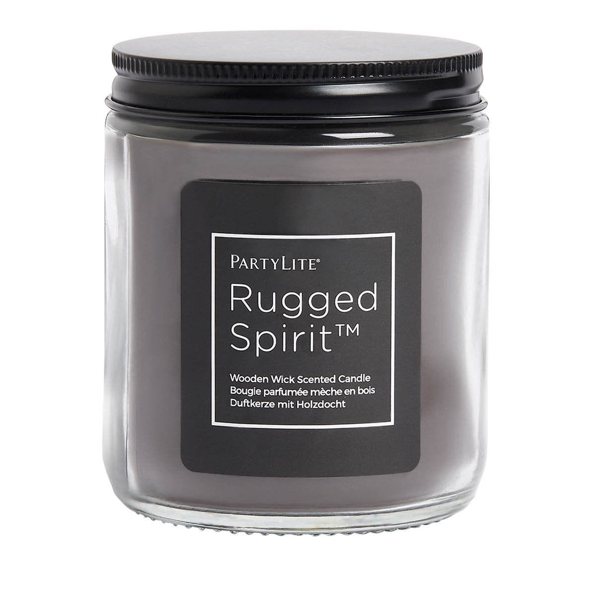 Rugged Spirit™ Wooden Wick Jar Candle – Leather Musk