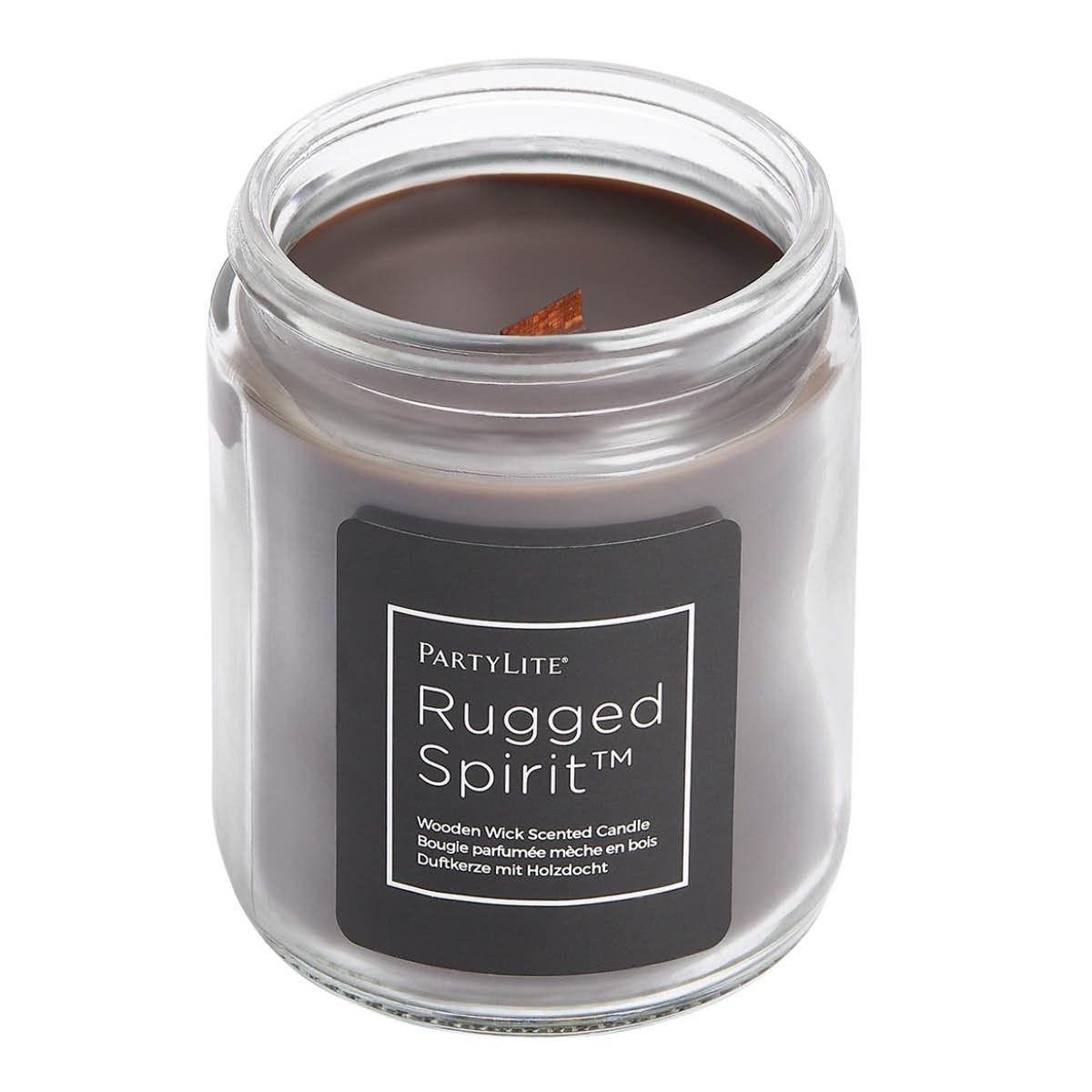 Rugged Spirit™ Wooden Wick Jar Candle – Leather Musk