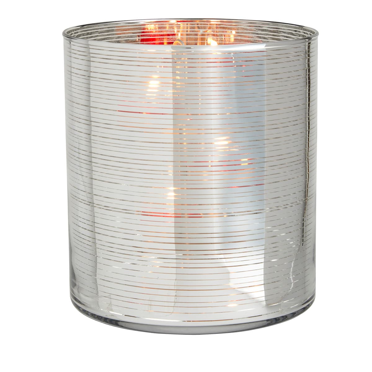 Silver Bands Hurricane Candle Holder