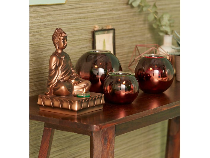 Silvery Copper Tealight Holder - Large