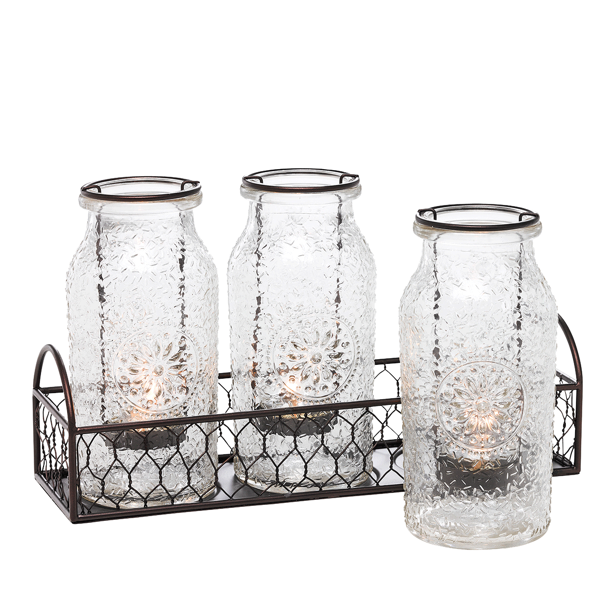 Vintage Milk Bottle Tealight Holder Set
