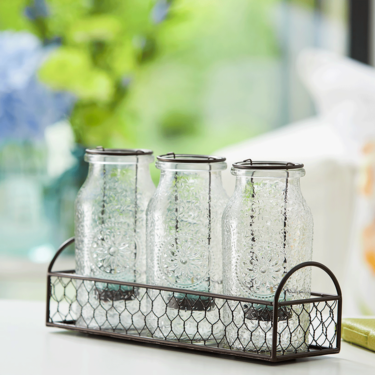 Vintage Milk Bottle Tealight Holder Set