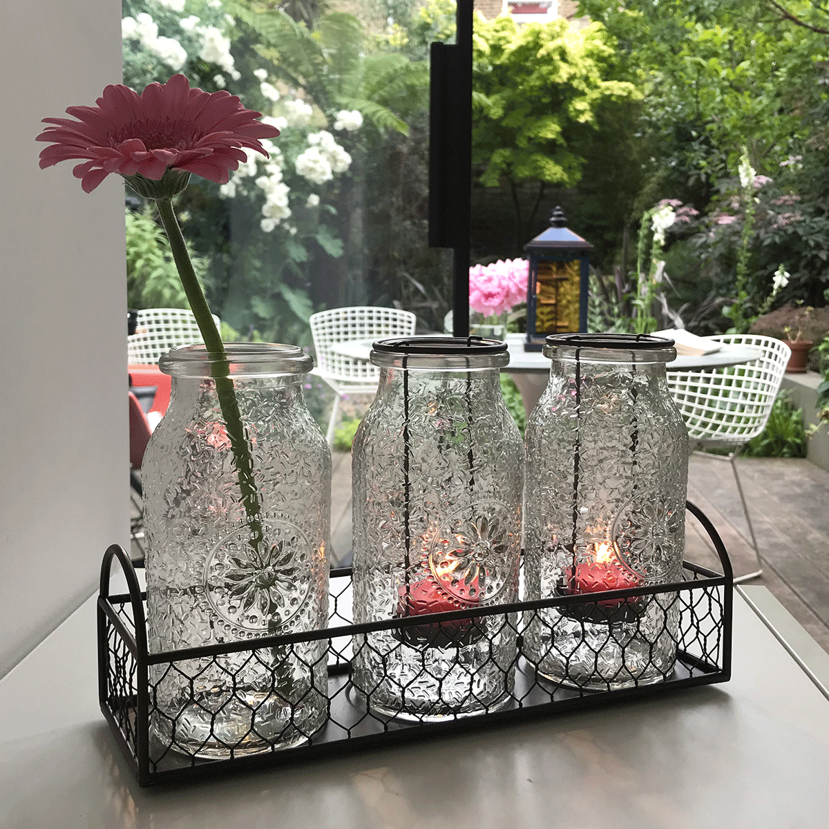 Vintage Milk Bottle Tealight Holder Set