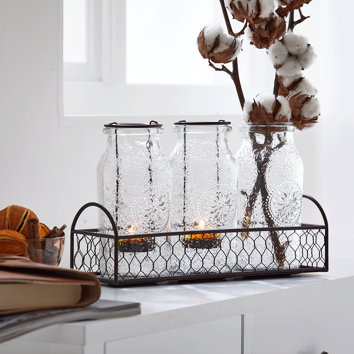 Vintage Milk Bottle Tealight Holder Set