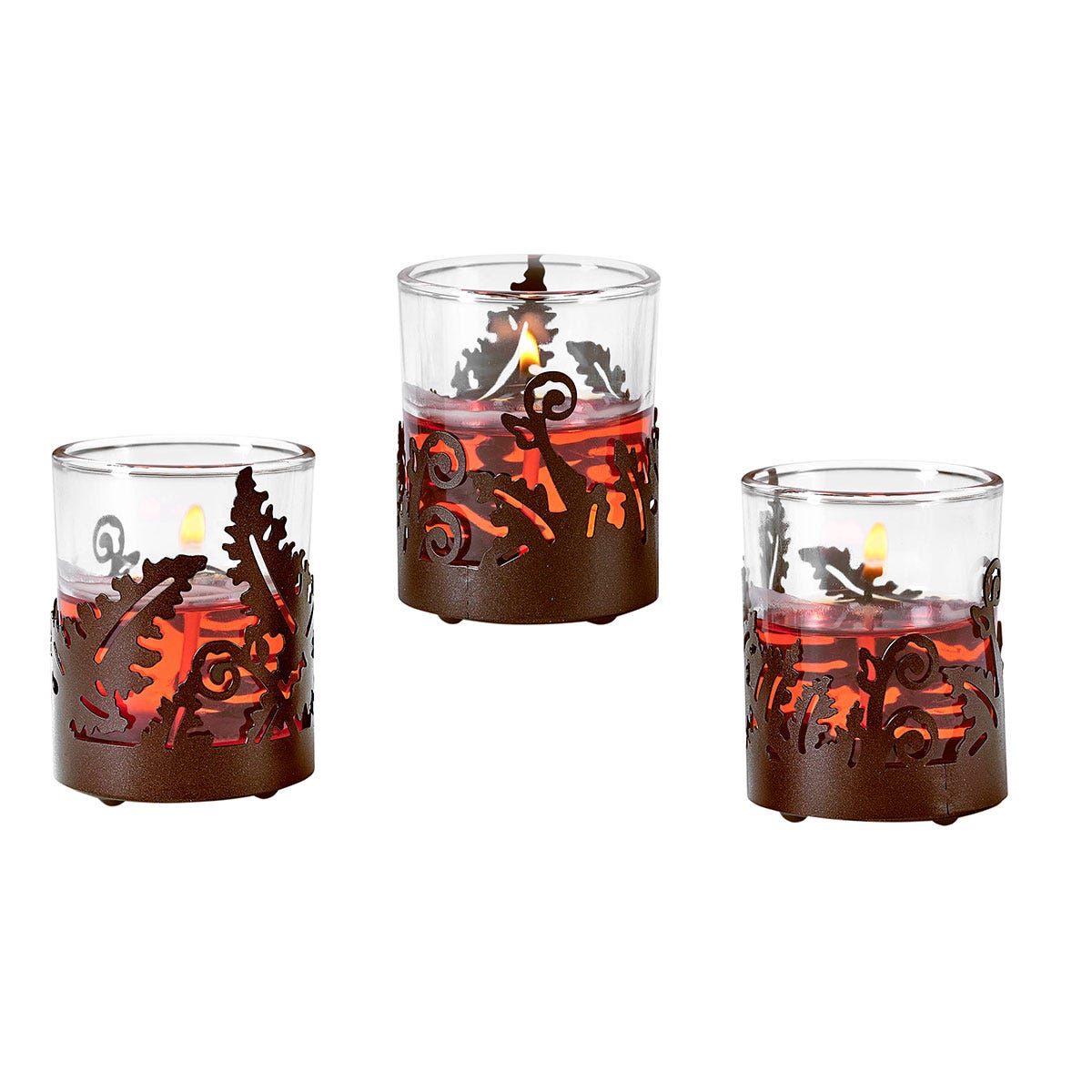 Woodland Fern Votive Candle Holder Trio