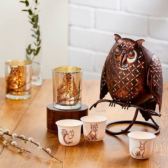 Woodland Owl Tealight Candle Holder