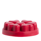 Cinnamon & Bayberry heart shaped wax melts against a white background.