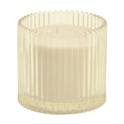 Iced Snowberries  ribbed glass jar candle holder on a white background.