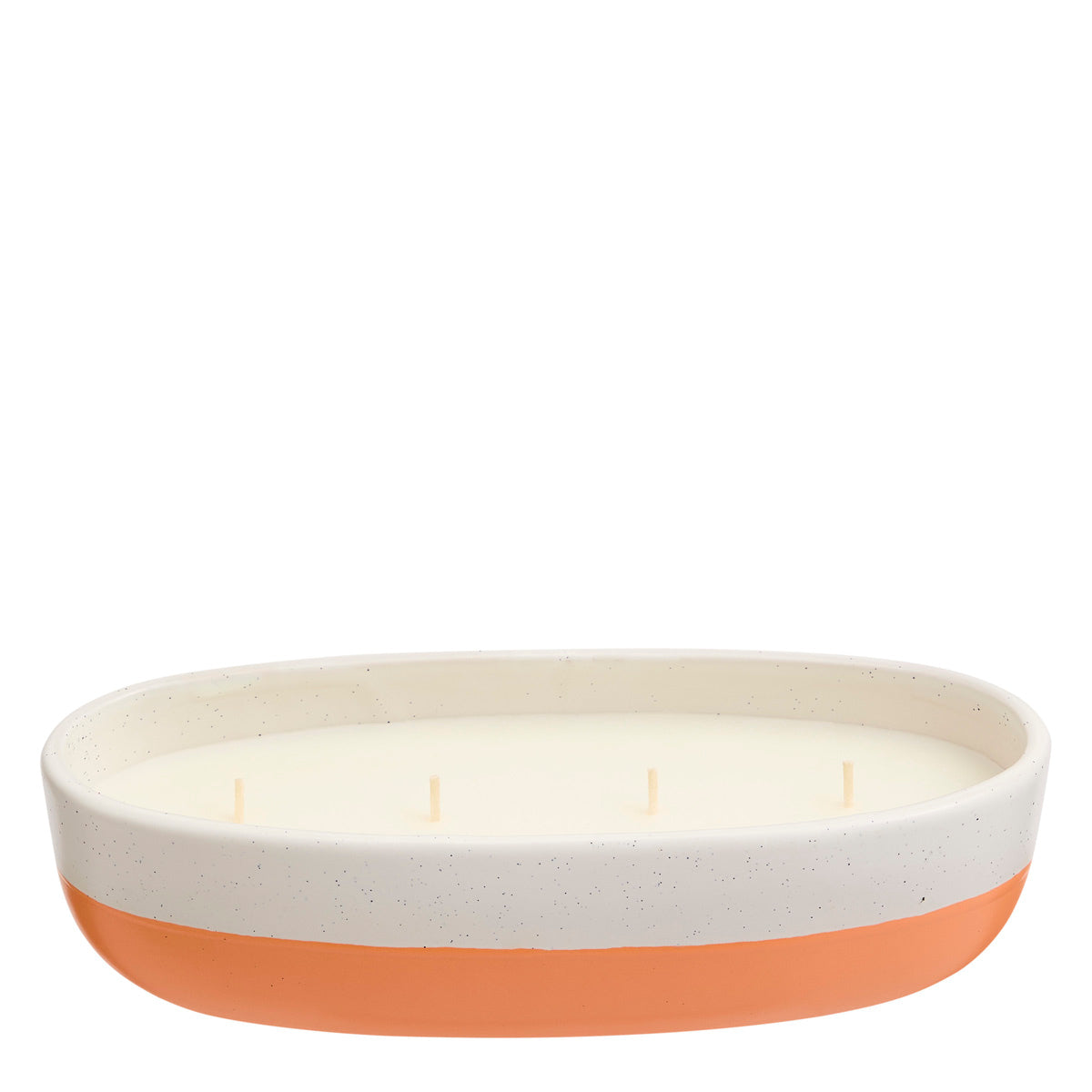 Peach Honey Citronella 4-wick two tone Jar Candle against a white background