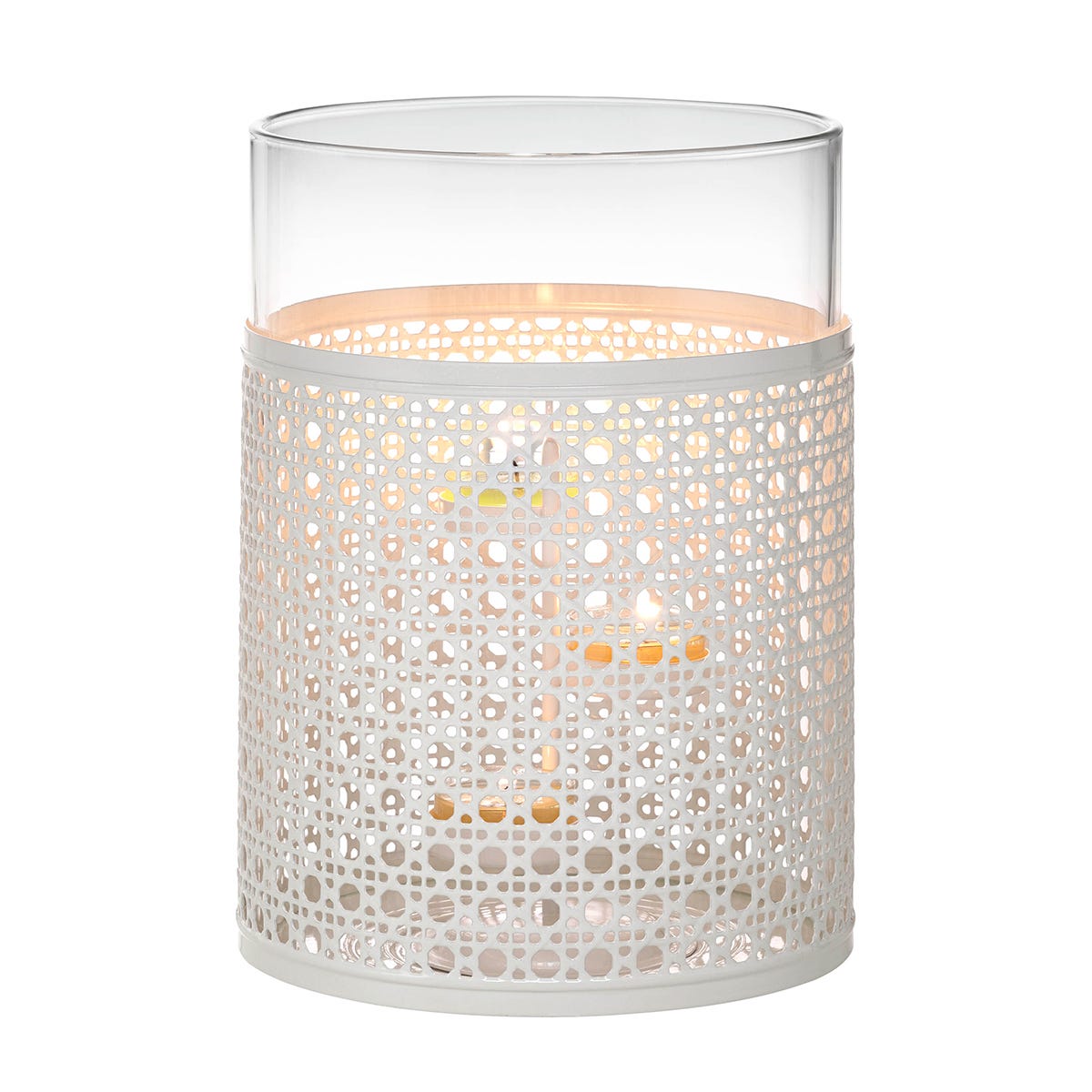 White Pierced Hurricane Candle Holder